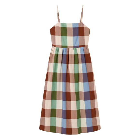 Thinking Mu 100% cotton Paola Madras Plaid/Check dress - Picture 2 of 7